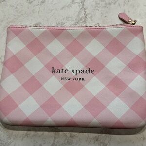 Kate Spade Gingham Pink and White Cosmetic Case